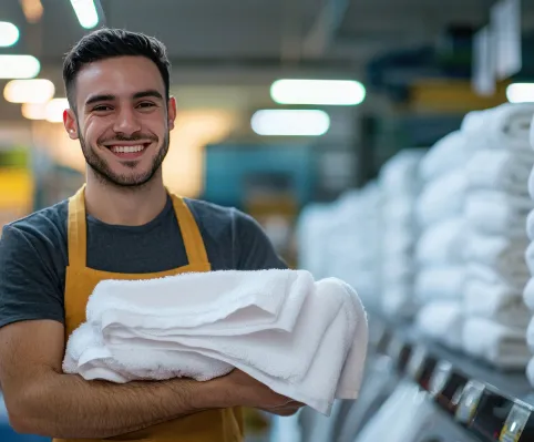 Industrial Towel - man holding towel.