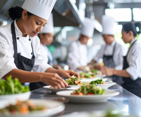 chef doing plating chef doing plating