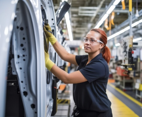 female working on production line female working on production line